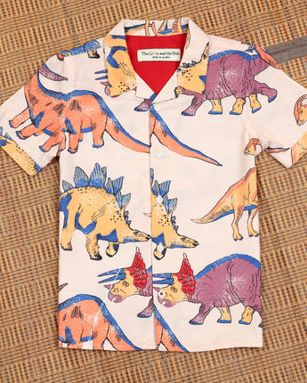 Boys Dinosaur Print Shirt Peach Mauva