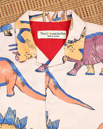 Boys Dinosaur Print Shirt Peach Mauva