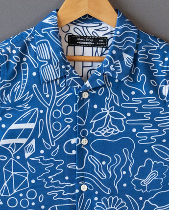 Doodle Blue Shirts For Boys Printed