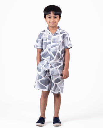  Grey Printed Co Ord Set for Boys 