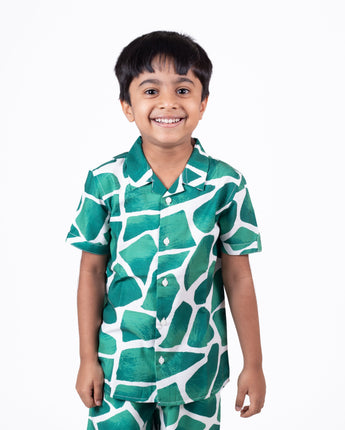 Green Printed Co Ord Set for Boys