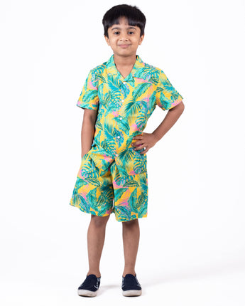  Boys Yellow Printed Co Ord Set 